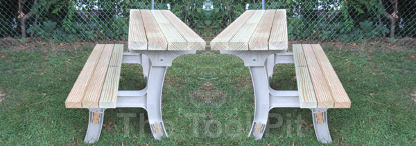 Picnic table made from two fliptop bench-tables 