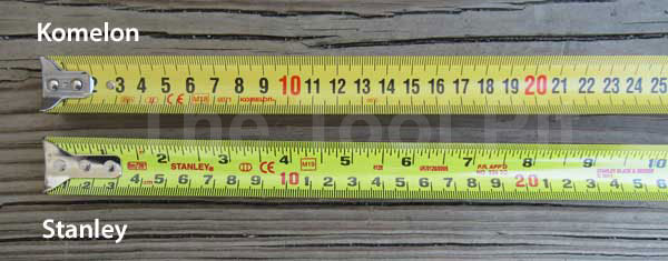 Stanley and Komelon metric tapes side by side