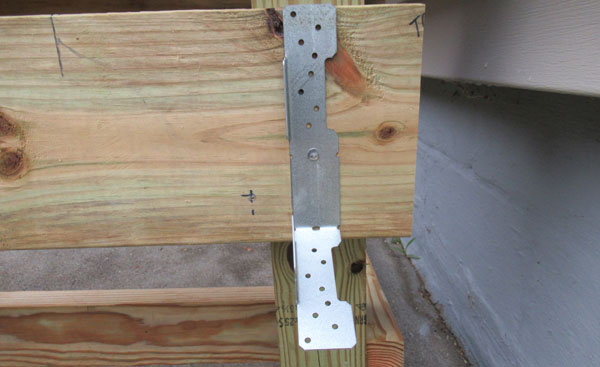 Simpson stair hanger attached to deck joist