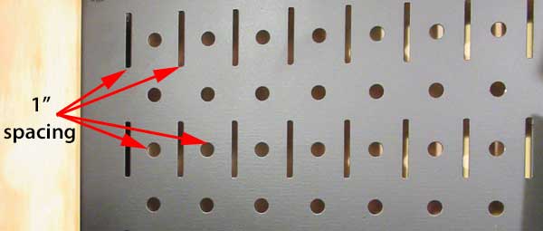 Wall Control pegboard hole spacing